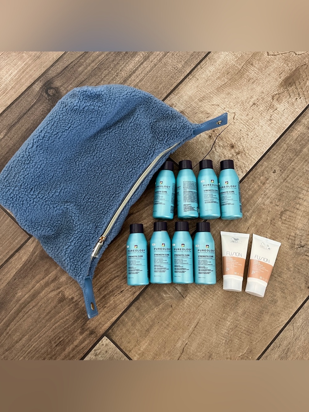Pureology + Wella - Shampoo & Conditioner Lot - Travel Sizes + Zip Makeup Bag